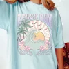Graphic Beach Bum Retro Palm T-shirt, Casual Oversized Cotton Shirt for the Beach Comfort Fabric Top Womenswear Unisex Women Lady Tshirt