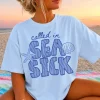 Women’s Called in Seasick Graphic T-Shirt – Comfort Colors, Loose Casual Fit, Beach Trip Humor, Playful Puns Turn Trips Into Laughs, Seasick Pun Adds Humor, Cruise Top