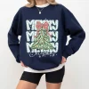 Coquette Floral Merry Christmas Sweatshirt, Preppy Christmas Bow , Checkered Red Plaid , Christmas Tree , Faux Glitter, Coquette Bow
